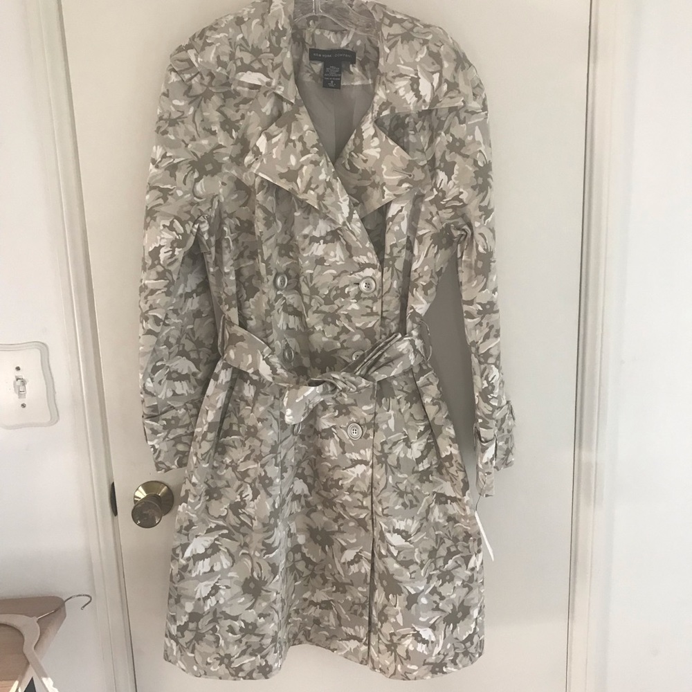 NY&Co. Camo floral neutral trench coat